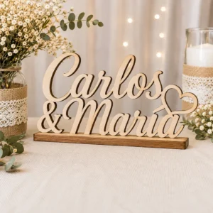 Letrero madera pareja